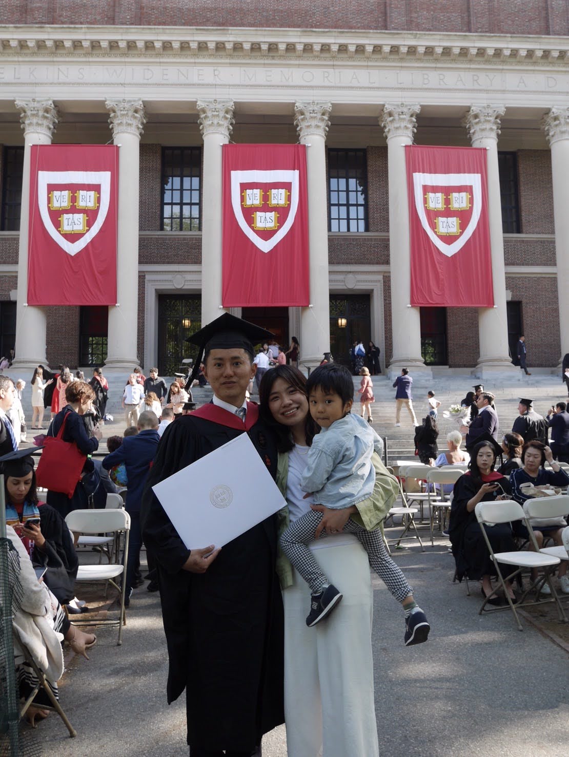 Takeo with his family at Harvard graduation.
